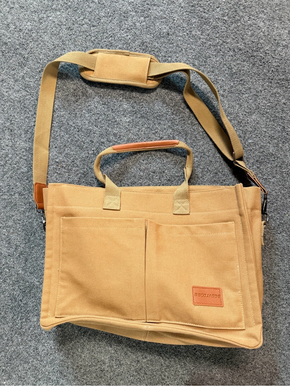 Canvas Messenger Tote Bag in Tan - Versatile Men’s Shoulder Bag